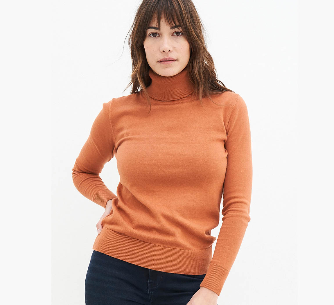 col roulé noir coton bio Rachel Turtleneck